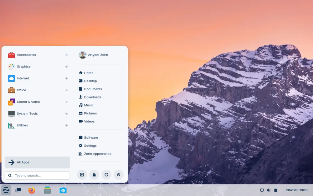 Escritorio de Zorin OS 17